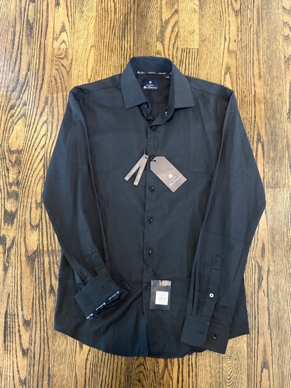 Ben Sherman Black Slim Fit Long-Sleeve Dress Shirt
